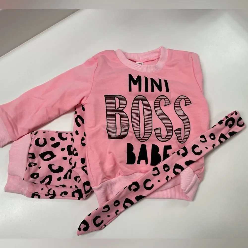 Mini Boss Babe Baby Toddler Girl 3 Piece Outfit New!